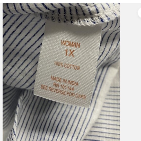 Westport Women’s Button-Up Shirt – Striped Cotton Lightweight Top Plus Size 1X - Picture 8 of 8